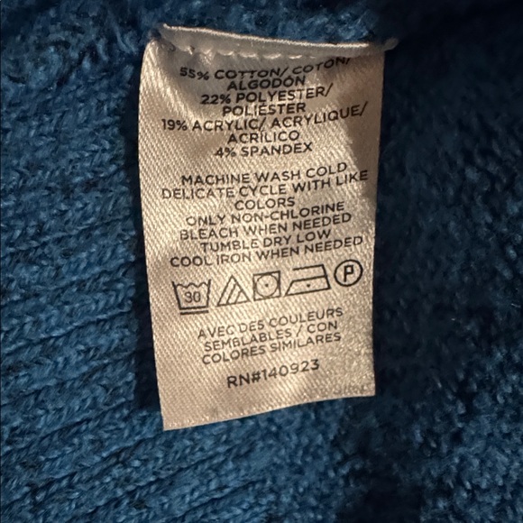 ANN TAYLOR LOFT Soft Bright Teal Blue Off The Shoulder Tunic Sweater M Medium KL - Picture 8 of 11